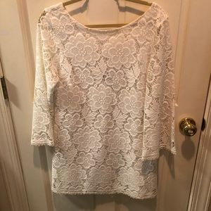 Top shop mini white crochet v back dress